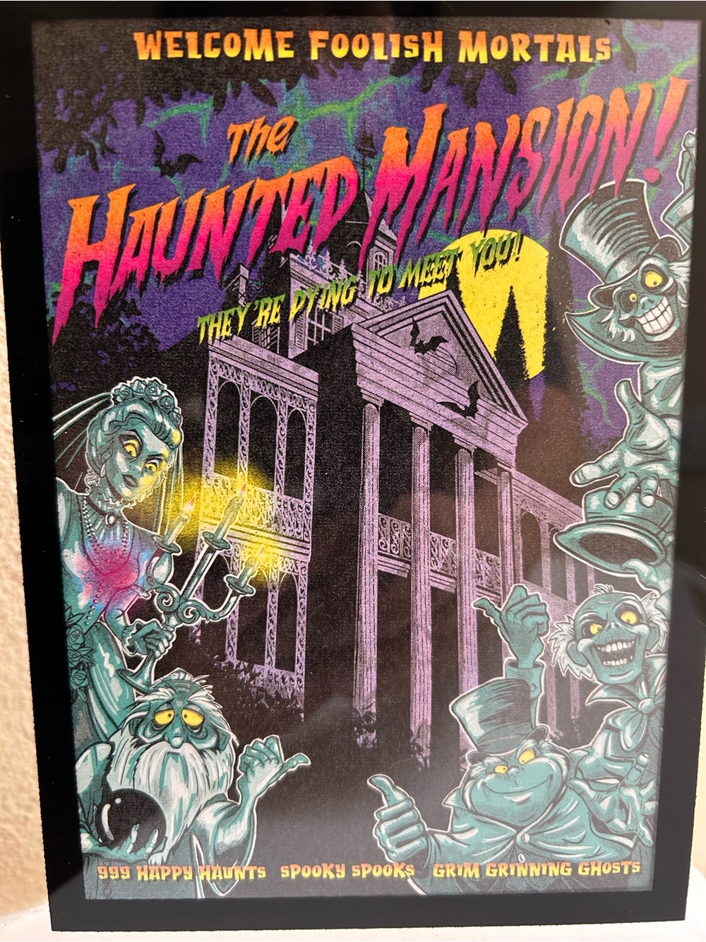 Disneyland Haunted Mansion Framed 5X7 Wonderground Postcard